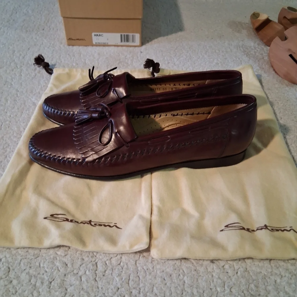 Santoni Men's Marc Rich Burgundy Leather Loafers